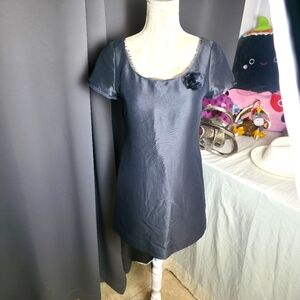 J. CREW Julianne Shift Dress Womens 0 Gray Silk Blend Short Sleeve Mini Office